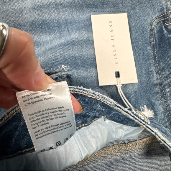 NWT Risen Womens Plus Size High Rise Flare Leg Slit Hem Sz 3XL Distressed - Picture 7 of 9